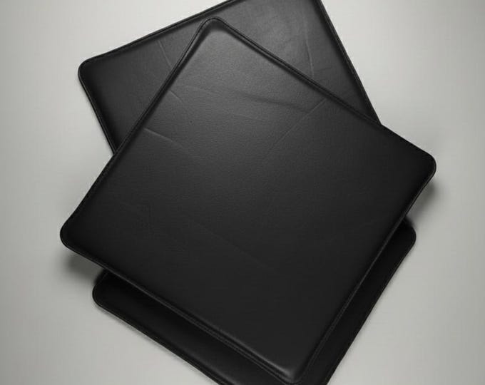 Genuine Leather Square Chair Pad Cushion - Hand Stitched