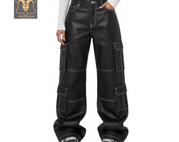 Leather Cargo Pants for Womens