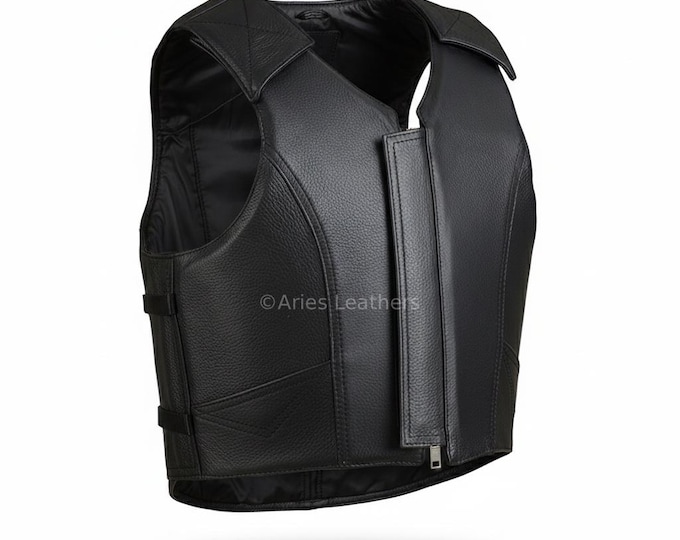 Handmade Cowhide Leather Vest: Western Biker Style