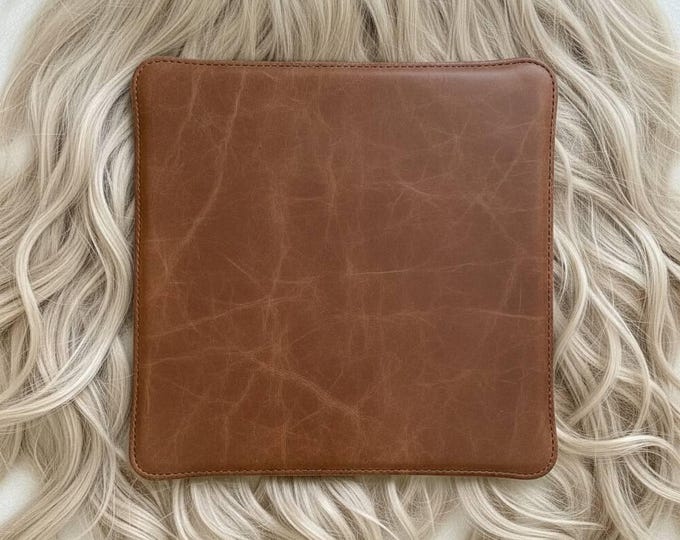 Lambskin Leather Chair Pad, Square Dining Cushion, Modern Minimalist