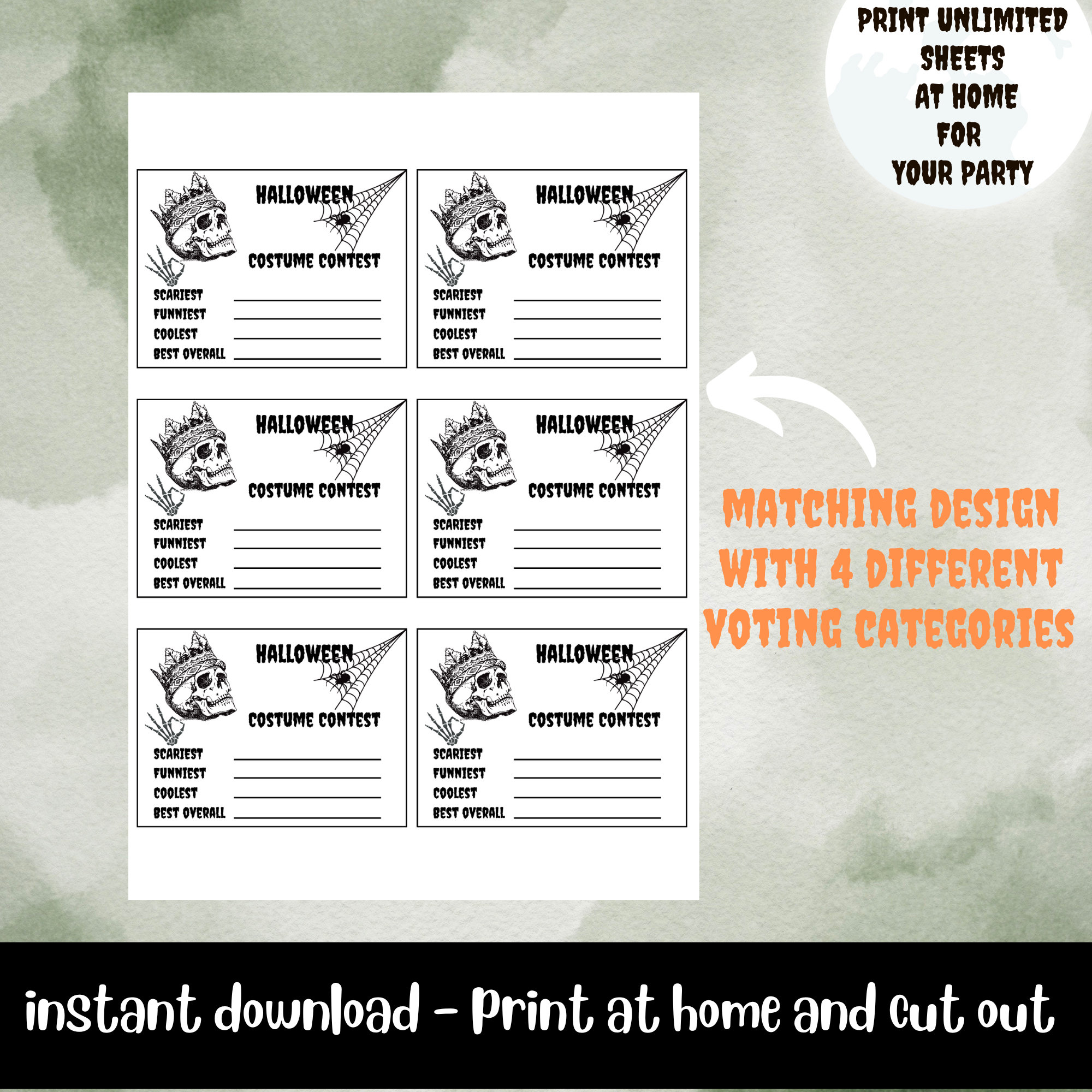 Costume Voting Printables