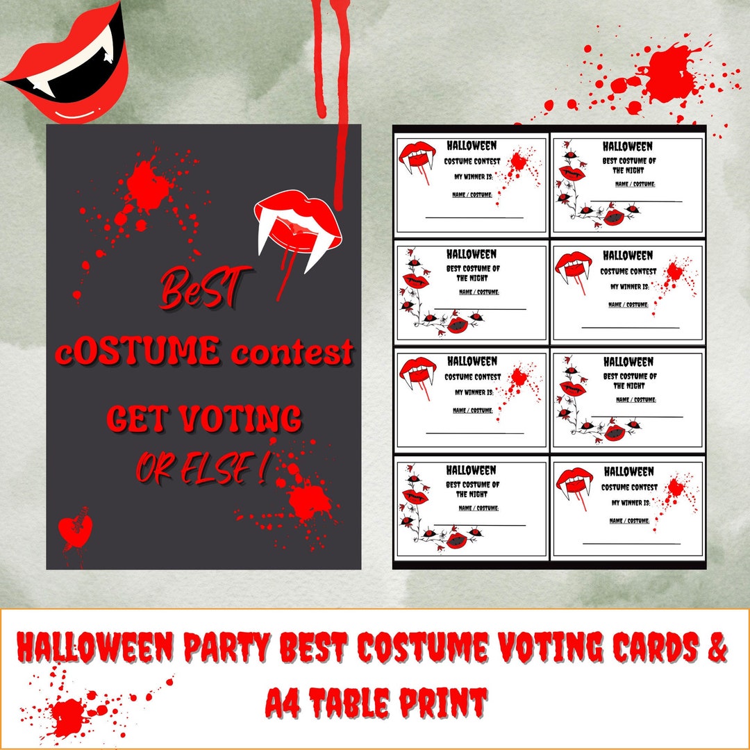 Halloween Party Best Costume Voting Cards A4 Table Print &amp; - Etsy