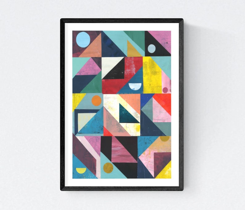 Triangularism Art Geometric Triangle Painting: Colorful Abstract Art, 8x11 Unframed - Etsy