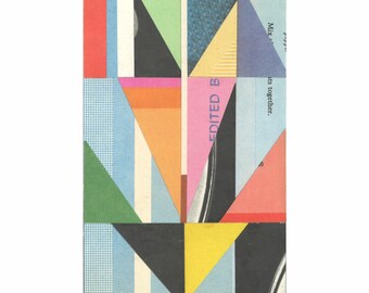 Arte retro, postal, arte moderno de mediados de siglo, arte asequible, postal vintage, década de 1960, Bauhaus, patrón geométrico, postal antigua, arte colorido