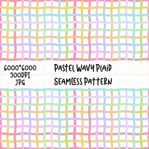 Pastel Wavy Plaid Pattern | Colorful Gingham Fabric Print (Digital Download)