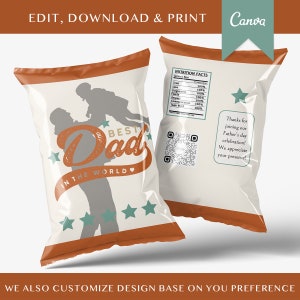 Chip Bag Template, Fathers Day Chip Bag, Customized Chip Bags, Chip Bag Wrapper, Chip Bag Printable, Party Favor Bag, Personalized Gifts