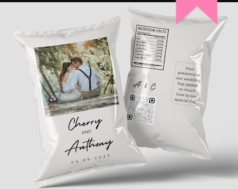 Custom Chip Bag Wedding Photo Favors Wedding Chip Bag Editable Chip Bag Wedding Favors Chip Bag Template Canva Template Wedding Favor