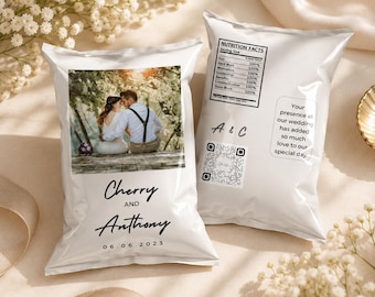 Custom Wedding Photo Chip Bag Template (Canva) Minimalist Wedding