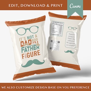Instant Download Father&#39;s Day Editable Chip Bag Gift Fathers Day Bag Of Chips Gift for HimGift for Dad Happy Father&#39;s Day Chip Bag Template
