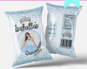 Quinceanera Favors Quinceanera Chip Bag Template 16th Birthday 15th Birthday Party Editable Chip Bag Mis Quince Printable Chip Bag Wrapper