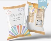 Editable Here comes the son Baby Shower Chip Bag Template Baby Shower Favors Personalized Favors Party Favor Chip Bag Template BS01