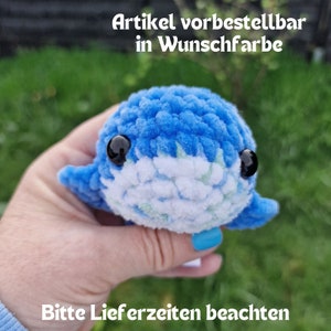 Pre-order small whale, desired color, crochet whale, handmade cuddly toy as a gift, finished crocheted whale, stuffed toy, stress ball