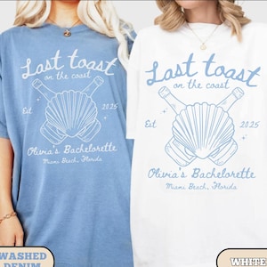 Last Toast on the Coast Beach Bachelorette Shirt, Coastal Bride Party Tee, Custom Seashell Bridal Shirts, Matching Bach Trip Tops