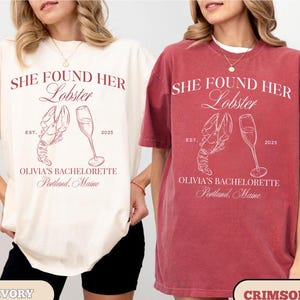 Ze vond haar kreeft vrijgezellenfeest shirts op maat Verstrikt in liefde I vond mijn kreeft Maine grappige T-shirts bruidsmeisjes cadeaus troost