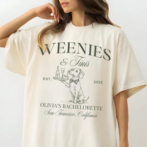 Weenies and Tinis Bachelorette Shirt, Custom Hot dog Martini party shirt, Weiner Dog Bridal shirt, Social Club Shirt,  Comfort Colors shirt