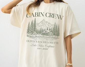 Vintage custom kamp shirt vrijgezellenfeest, bergbruid teekamp, wandelen bruidsfeest geschenken, bachfeestt-shirt meer thema, meidenreis