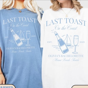 Last Toast on the Coast Beach Bachelorette Shirt, Coastal Bride Party Tee, Custom Seashell Bridal Shirts, Matching Bach Trip Tops