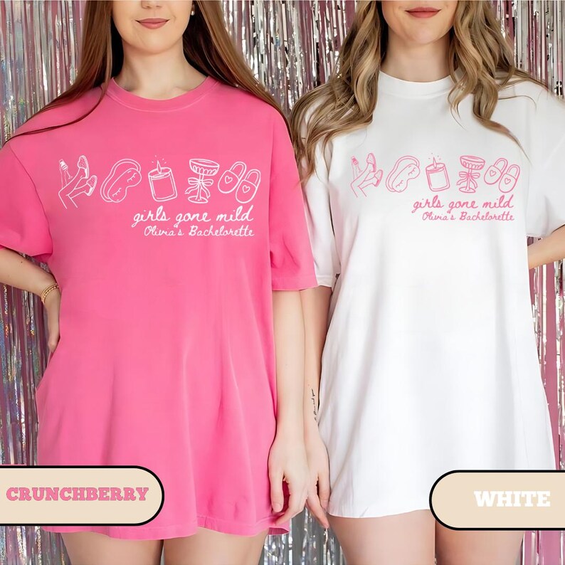 Girls Gone Mild Bachelorette party shirts, Custom Spa Party PJS, Movie Night Shirt, Girls Night, Personalized Bach Bridesmaids gifts image 5