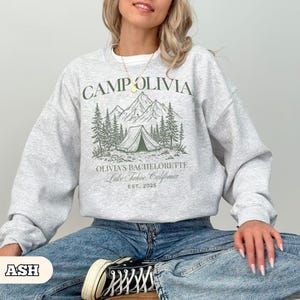 Vintage Custom Camp Bachelorette Party Sweatshirt, Mountain Bride Camp, Hiking Bridal Party gifts, Lake Themed bach party Crewneck