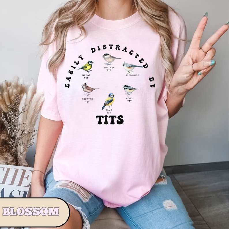 Shirt mezen, T-shirt Bird Lovers, tshirt Birdwatcher, shirt Funny Bird woordspeling, shirt koolmees, shirt Chickadees, cadeau voor vogelspotters, afbeelding 4