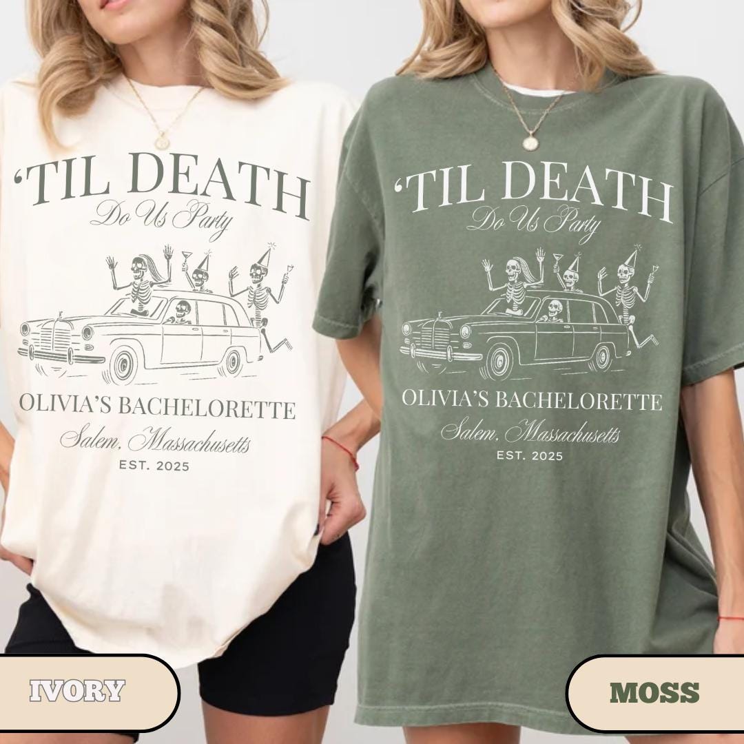 Til Death Do Us Party Bachelorette Shirt, Bride Or Die Shirt, Halloween Gothic Skeleton Bride Top, Spooky Bridal Party Gift, Comfort Colors®