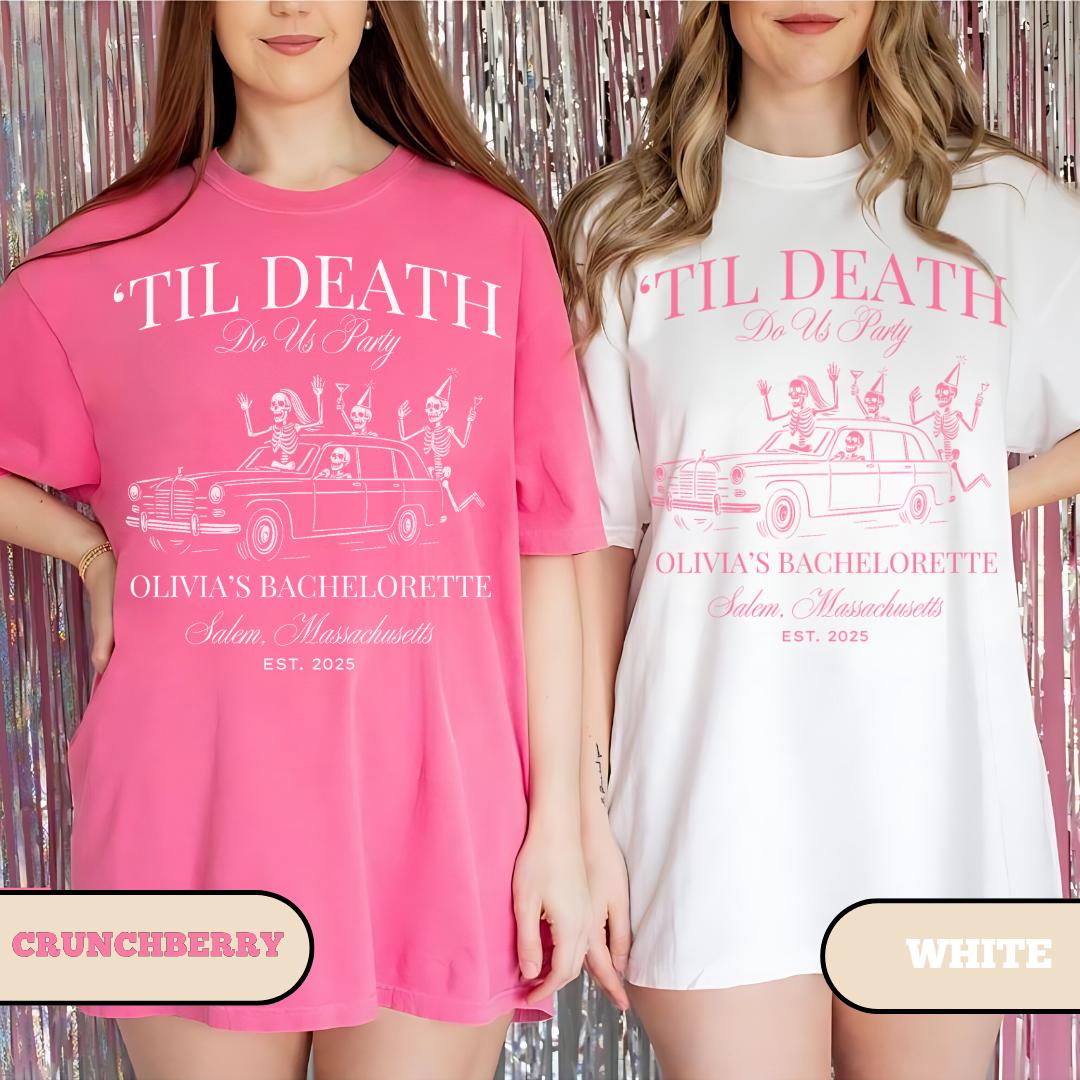 Til Death Do Us Party Bachelorette Shirt, Bride Or Die Shirt, Halloween Gothic Skeleton Bride Top, Spooky Bridal Party Gift, Comfort Colors®