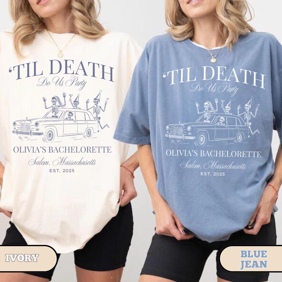 Til Death Do Us Party Bachelorette Shirt, Bride Or Die Shirt, Halloween Gothic Skeleton Bride Top, Spooky Bridal Party Gift, Comfort Colors®