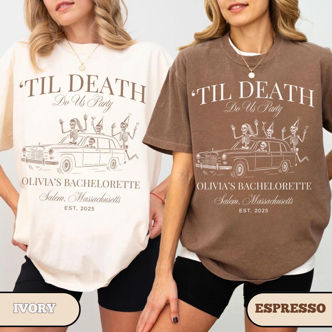 Til Death Do Us Party Bachelorette Shirt, Bride Or Die Shirt, Halloween Gothic Skeleton Bride Top, Spooky Bridal Party Gift, Comfort Colors®