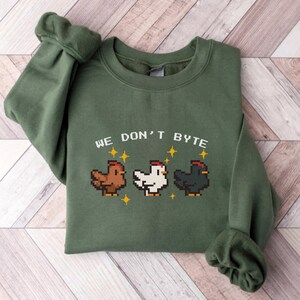 Pixel Chicken Sweatshirt, Funny Farmer Sweatshirt, Farm Gamer Sweatshirt, Gamer Pun sweatshirt, Chicken lover gift, Farm animal lover