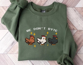 Bluza z pikselowym kurczakiem, zabawna bluza z farmerem, bluza z farmerskim graczem, bluza z żartem gracza, prezent dla miłośnika kurczaków, miłośnik zwierząt gospodarskich