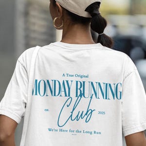 Monday Running Club Shirt Comfort Colors® Aesthetic Run Club Tee for Women, Trendy Oversized Workout Casual Streetwear Back Print Shirt 2025