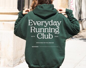 Everyday Running Club Hoodie, Retro Running Sweatshirt, Marathon Gift, Oversized Jogger Pullover, 90s Vintage Run Club, Trendy Womens Hoodie