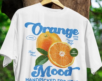 Comfort Colors® Retro Orange T-Shirt, Vintage Fruit Tee, 90s Oversized Unisex Top, Best Gift for Him, Boyfriend, Fruit Graphic Tee, Comfy
