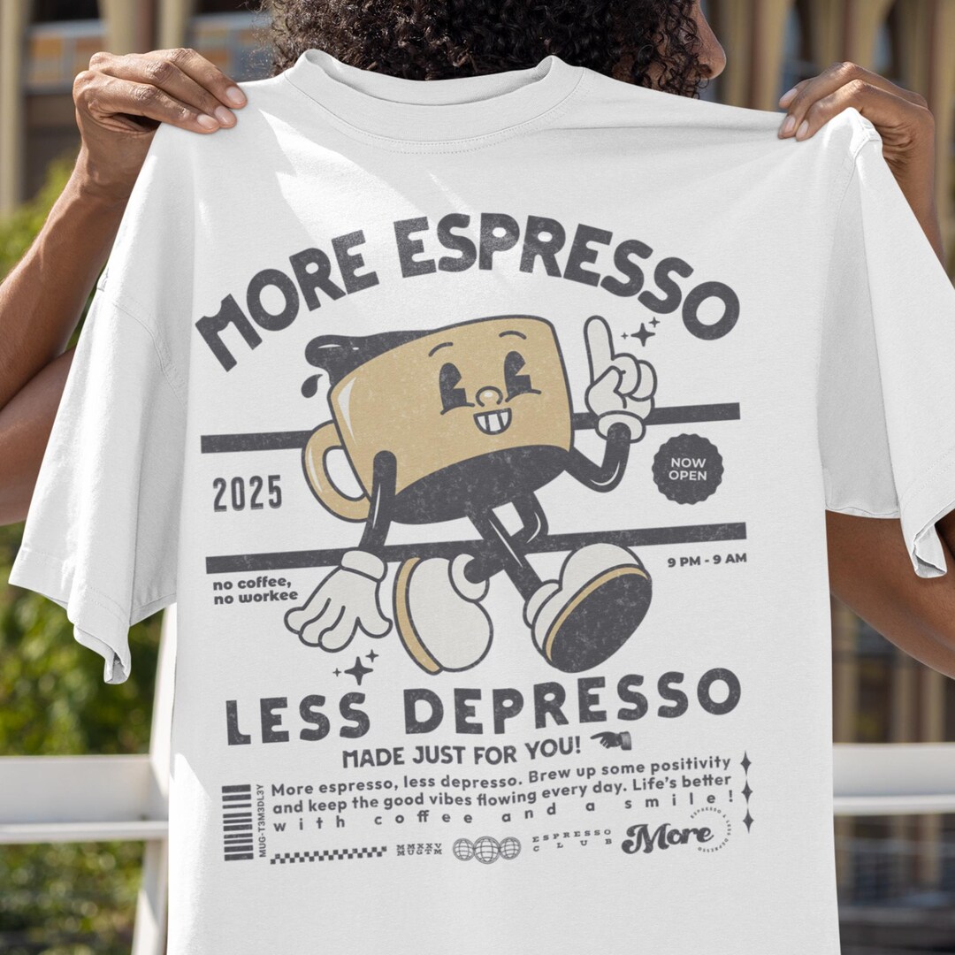 Coffee Shirt More Espresso Less Depresso Beefy-t® Short-sleeve T-shirt ...