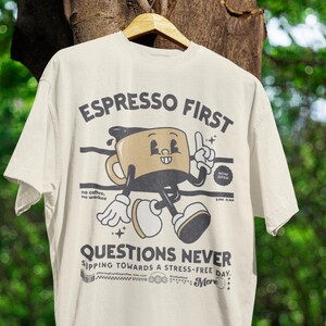 Funny Coffee Shirt Comfort Colors® Espresso Cartoon 90s Vintage Retro - Unisex T-shirt, Espresso Lover Tee, Coffee Addict Top Cute Retro 90s