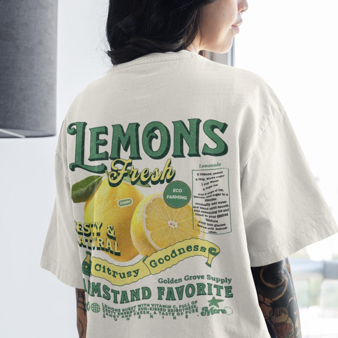 レトロレモングラフィック コンフォートカラーズ®シャツ：90年代
