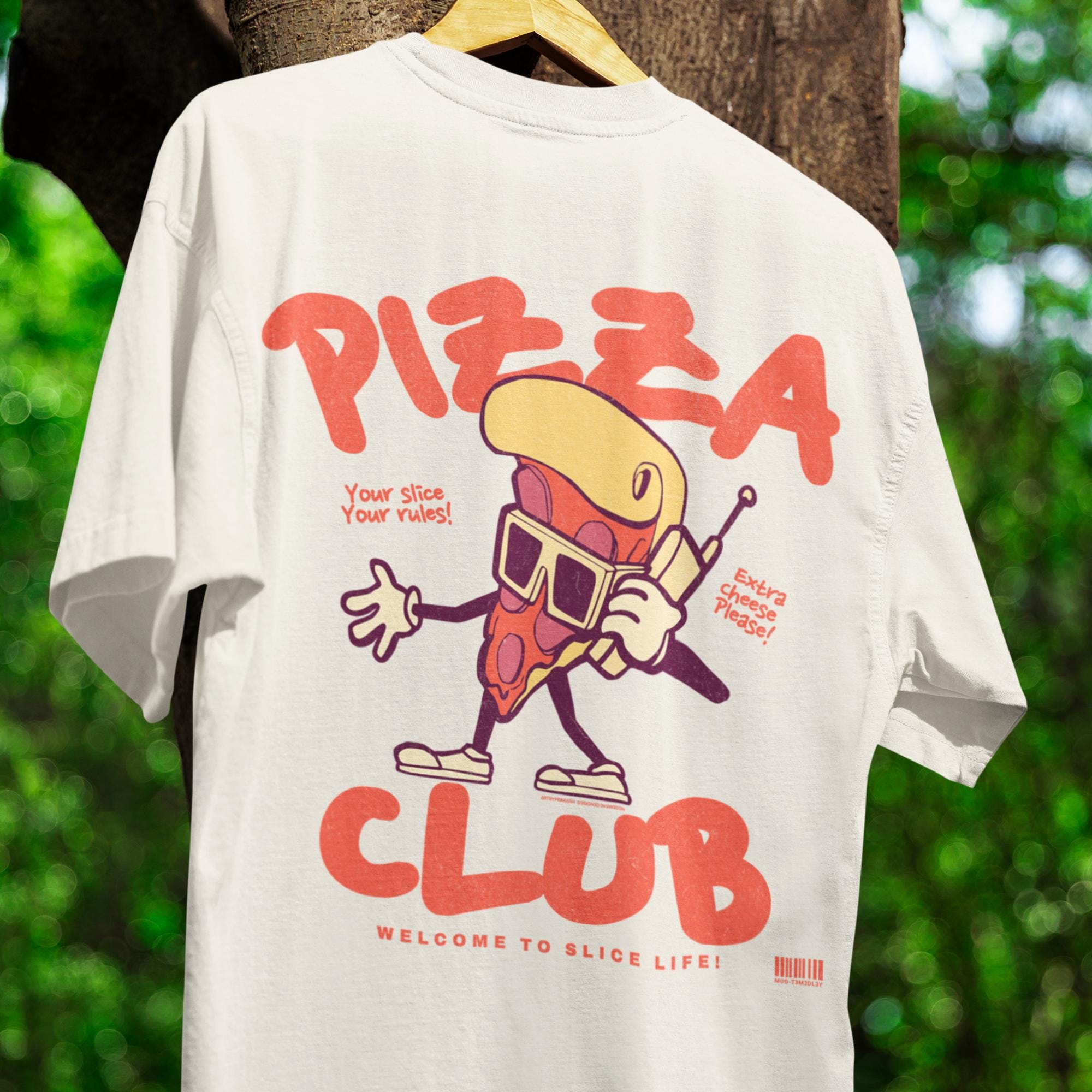 Comfort Colors Pizza Club T-Shirt, Back Print & Chest Logo, S-4XL 100% Cotton