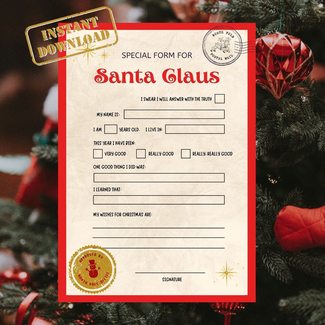 Printable Letter to Santa Easy-to-print Santa Letter Instant Download ...