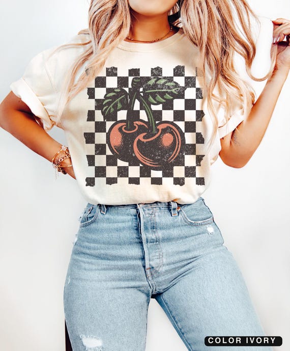 Comfort Colors® Checkered Cherry T-Shirt: Y2K Vintage Streetwear