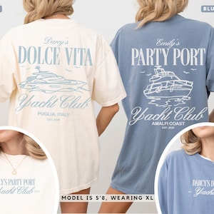 Comfort Colors® Bachelorette Party Shirts – Personalized Nautical Tee, Yacht Club Style, Boating Gift, Matching Summer Top for Bride Crew
