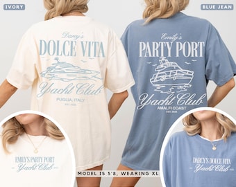 Comfort Colors® Bachelorette Party Shirts – Personalized Nautical Tee, Yacht Club Style, Boating Gift, Matching Summer Top for Bride Crew