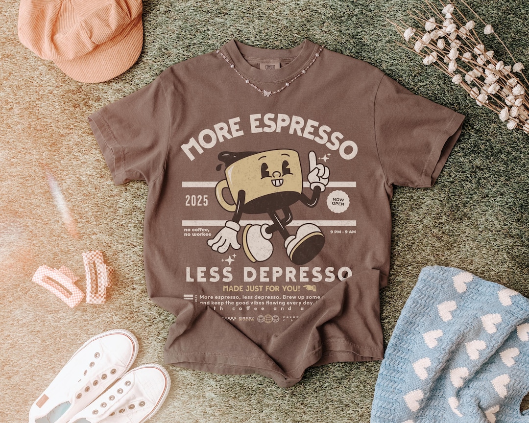 『OJ TEE SHIRT ESPRRESO 40』 Espresso Depresso Comfort Colors® Shirt: Retro Coffee Graphic Tee