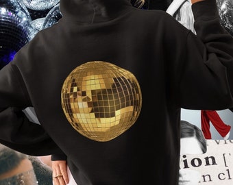 Golden Disco Ball Hoodie: Unisex Street Style Sweatshirt