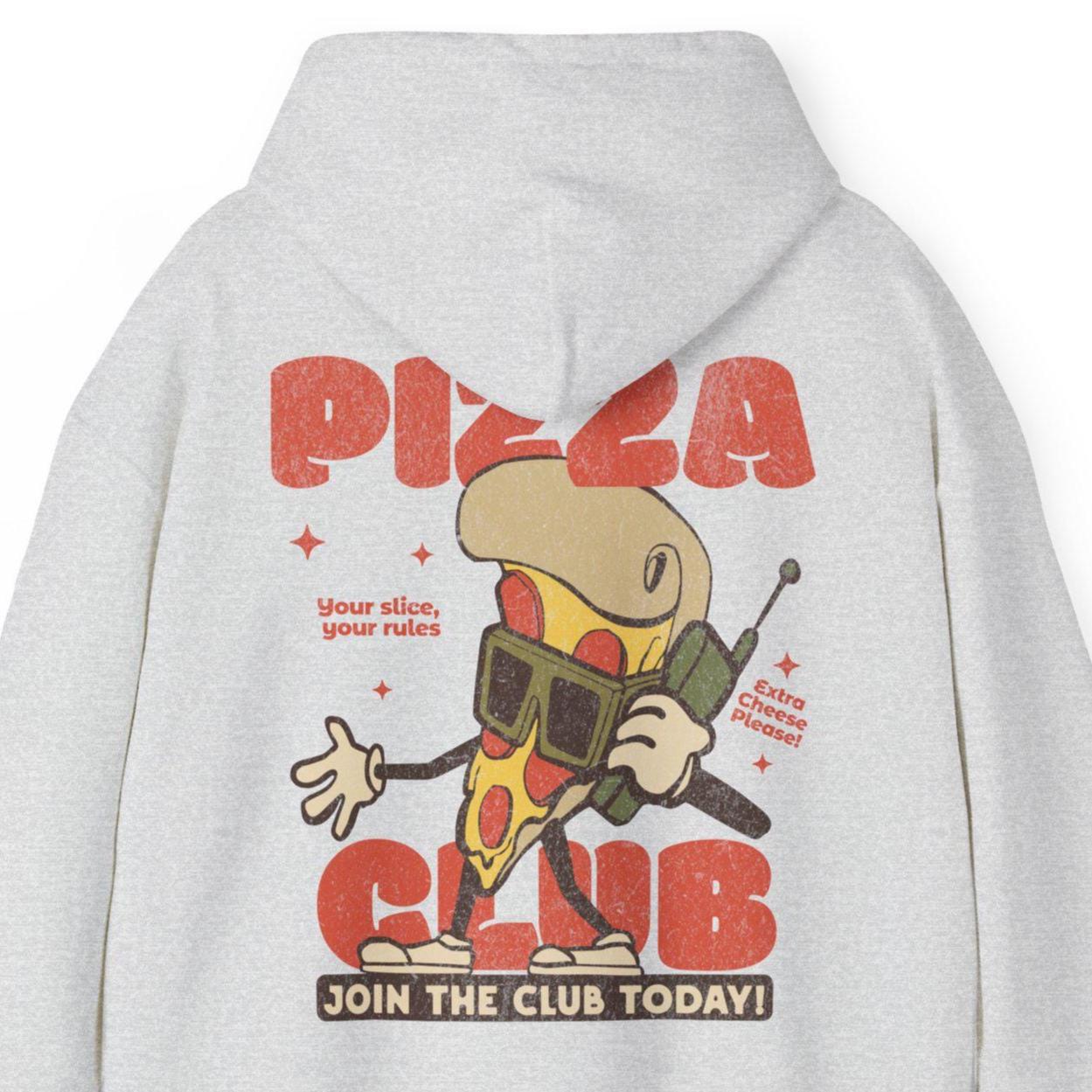 Pizza Hoodie, Hand-drawn Retro Graphic, Chest and Back Print, S