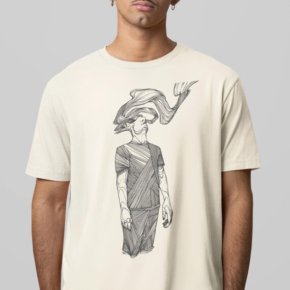 Ivory Line Art Tee Comfort Colors® Unisex, Original Artwork by Prakash, S-4XL, 100% Cotton