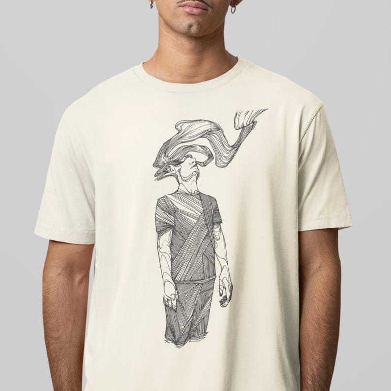 Comfort Colors® ivory unisex T-shirt featuring Prakash’s hand-drawn line-art figure; clean close-cropped on-body photo on a neutral background showing the full front graphic and relaxed heavyweight cotton fit.