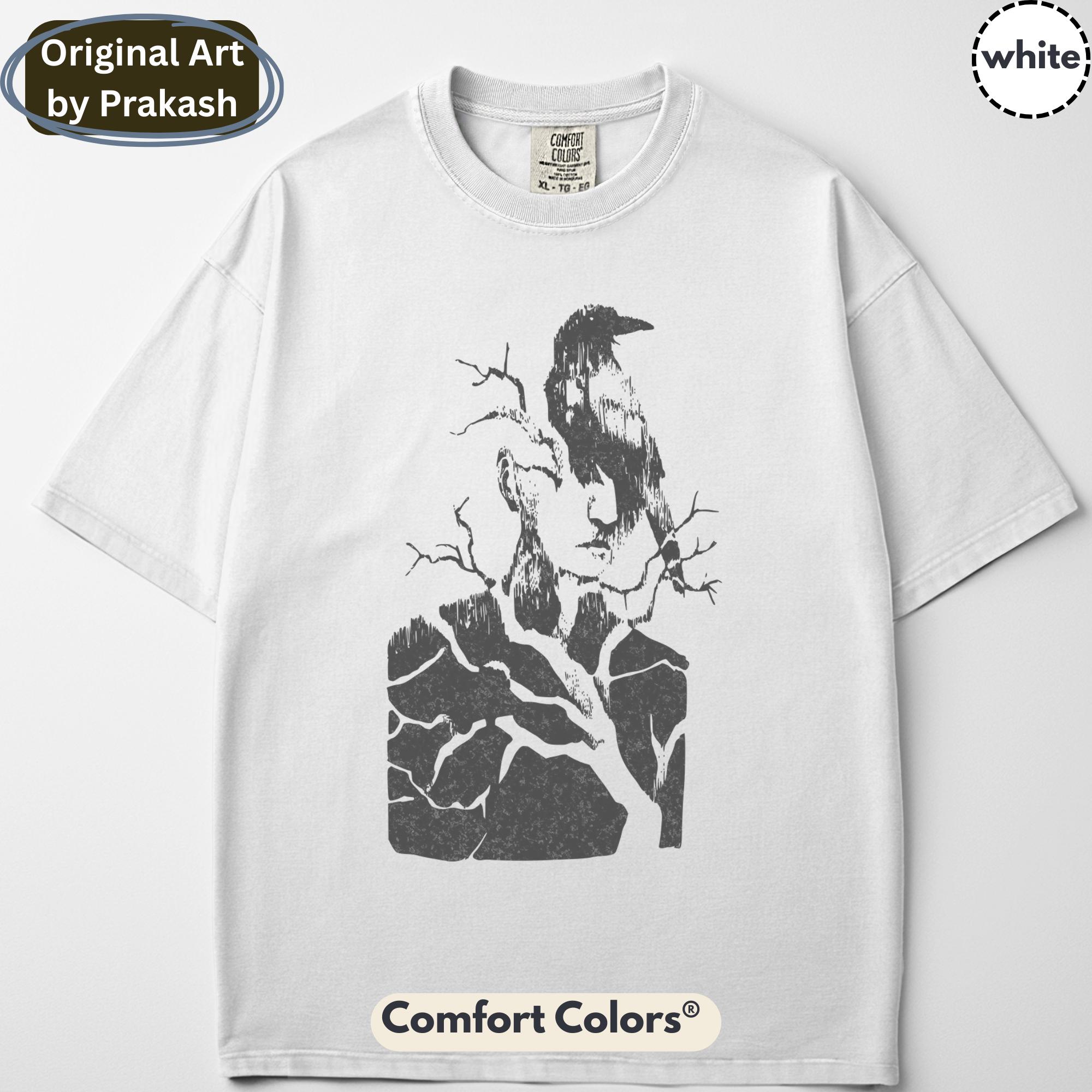 Raven Woodcut Graphic T-shirt: Comfort Colors® Unisex Crow Tee - Etsy
