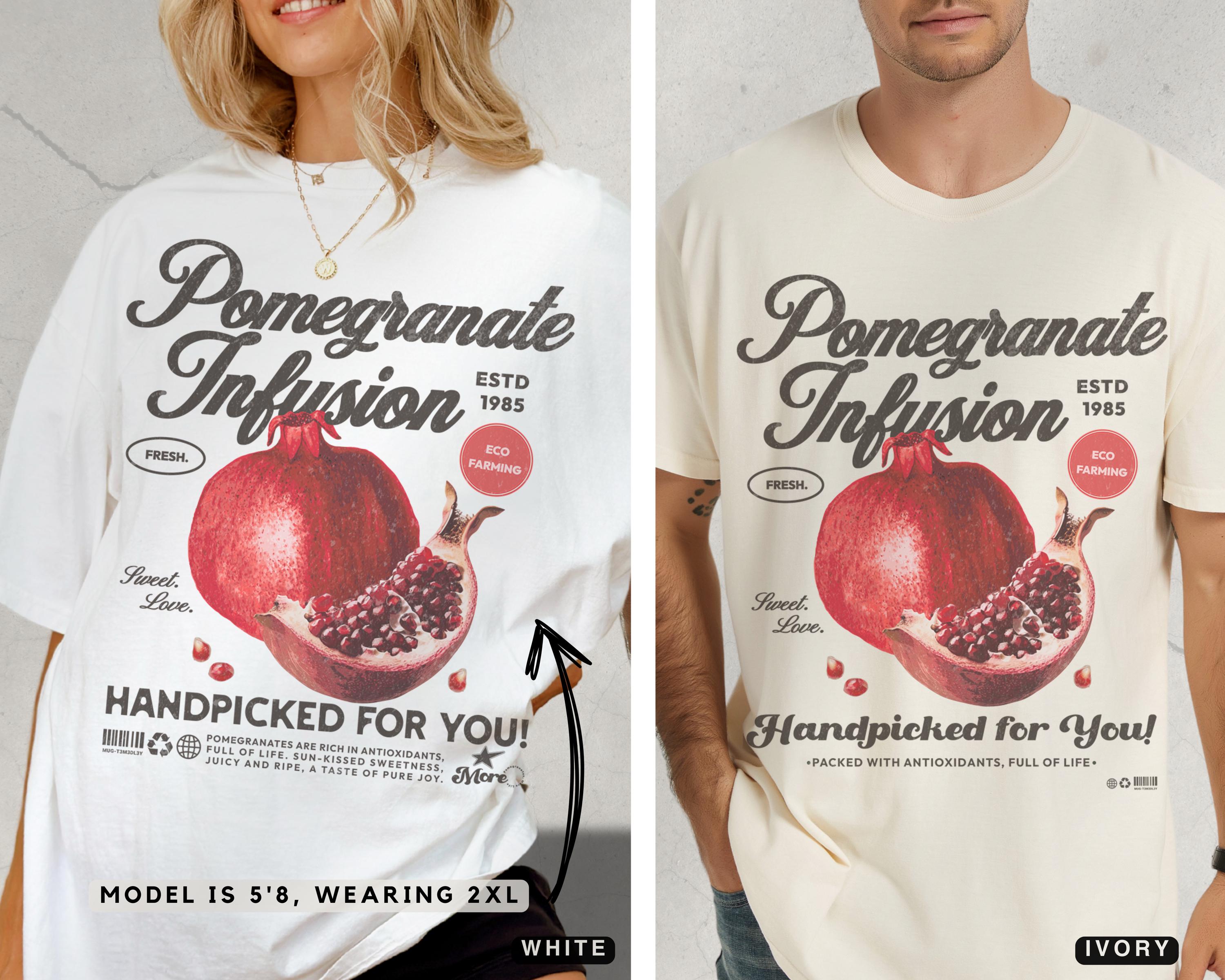 Retro Pomegranate Graphic Tee, Comfort Colors® Vintage Fruit Shirt