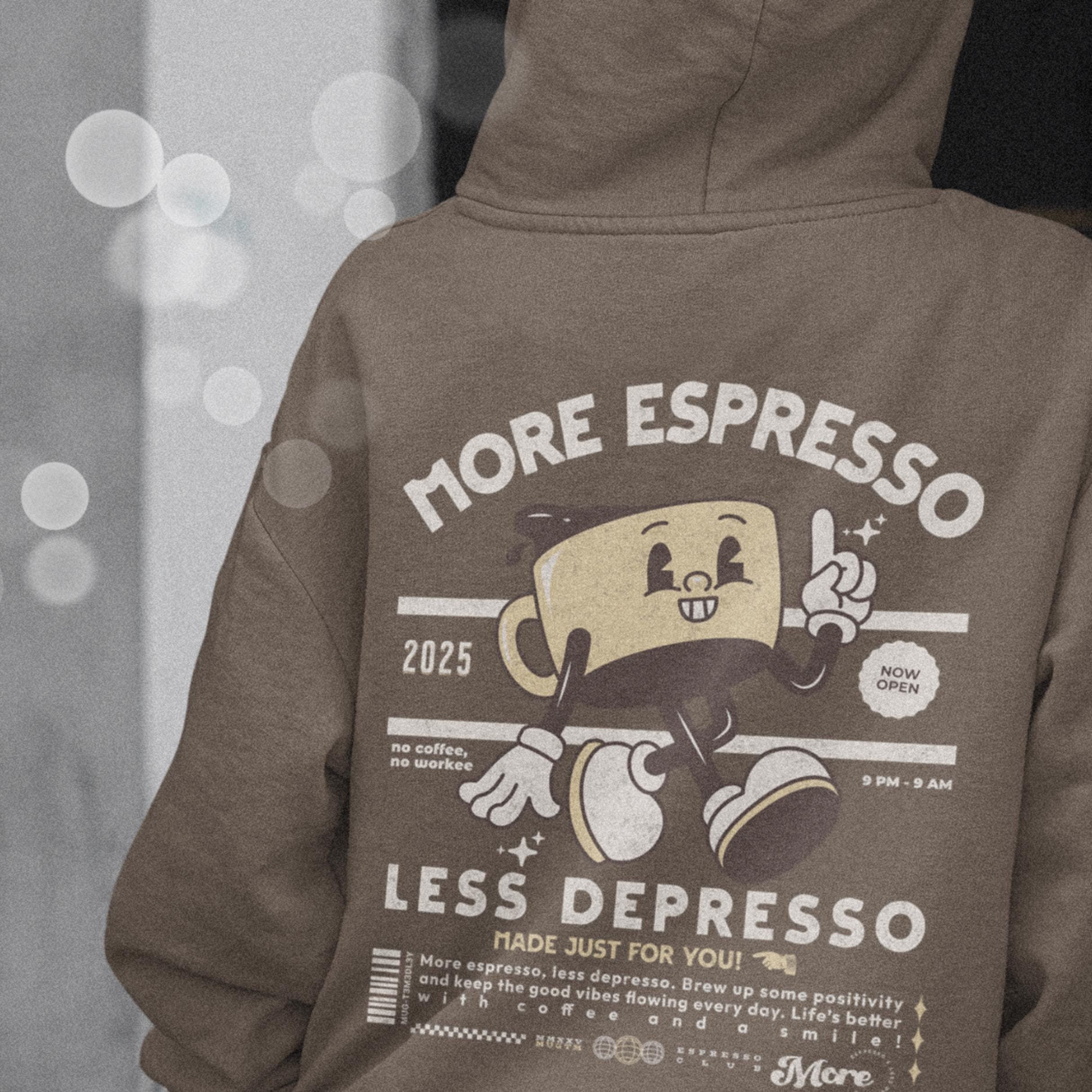 Espresso Brown Coffee Hoodie: Retro Barista Gift, Back Print - Etsy
