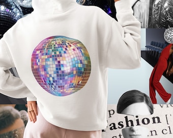 Unisex Neon Disco Ball Hoodie – Party Outfit, Street Style